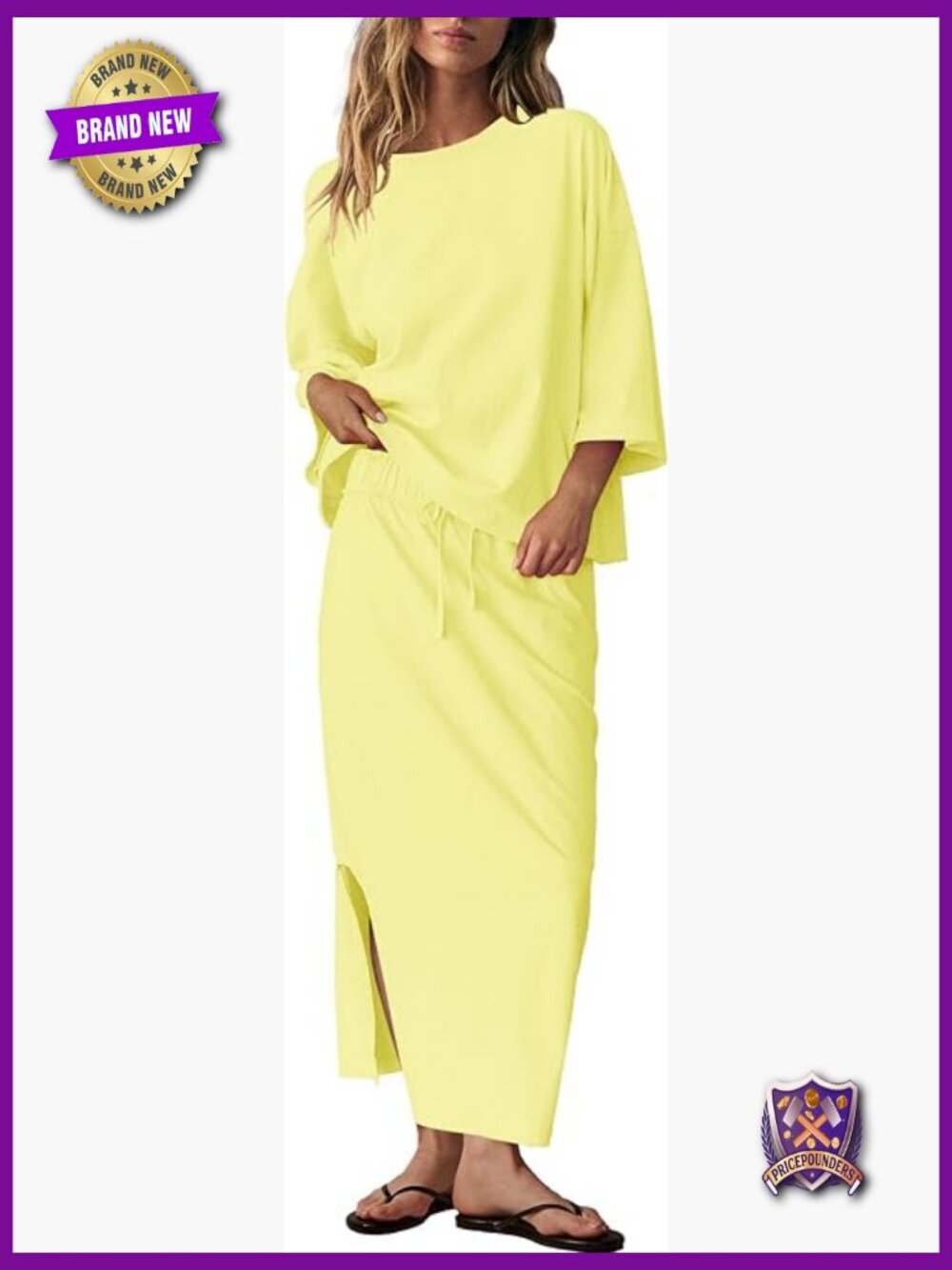 Women's 2 Piece Skirt Set Casual Lounge Maxi Dress with Pockets